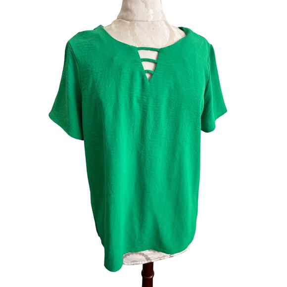 Good Days Only Green Short Sleeve Blouse Large - Picture 1 of 7